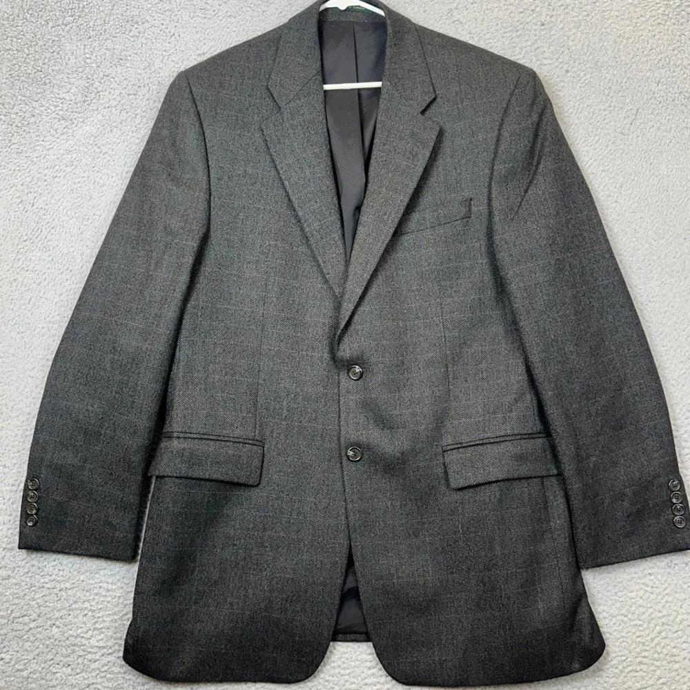 Lauren Ralph Lauren Wool Blend Blazer Mens 44L Long Grey Herringbone Sport Coat